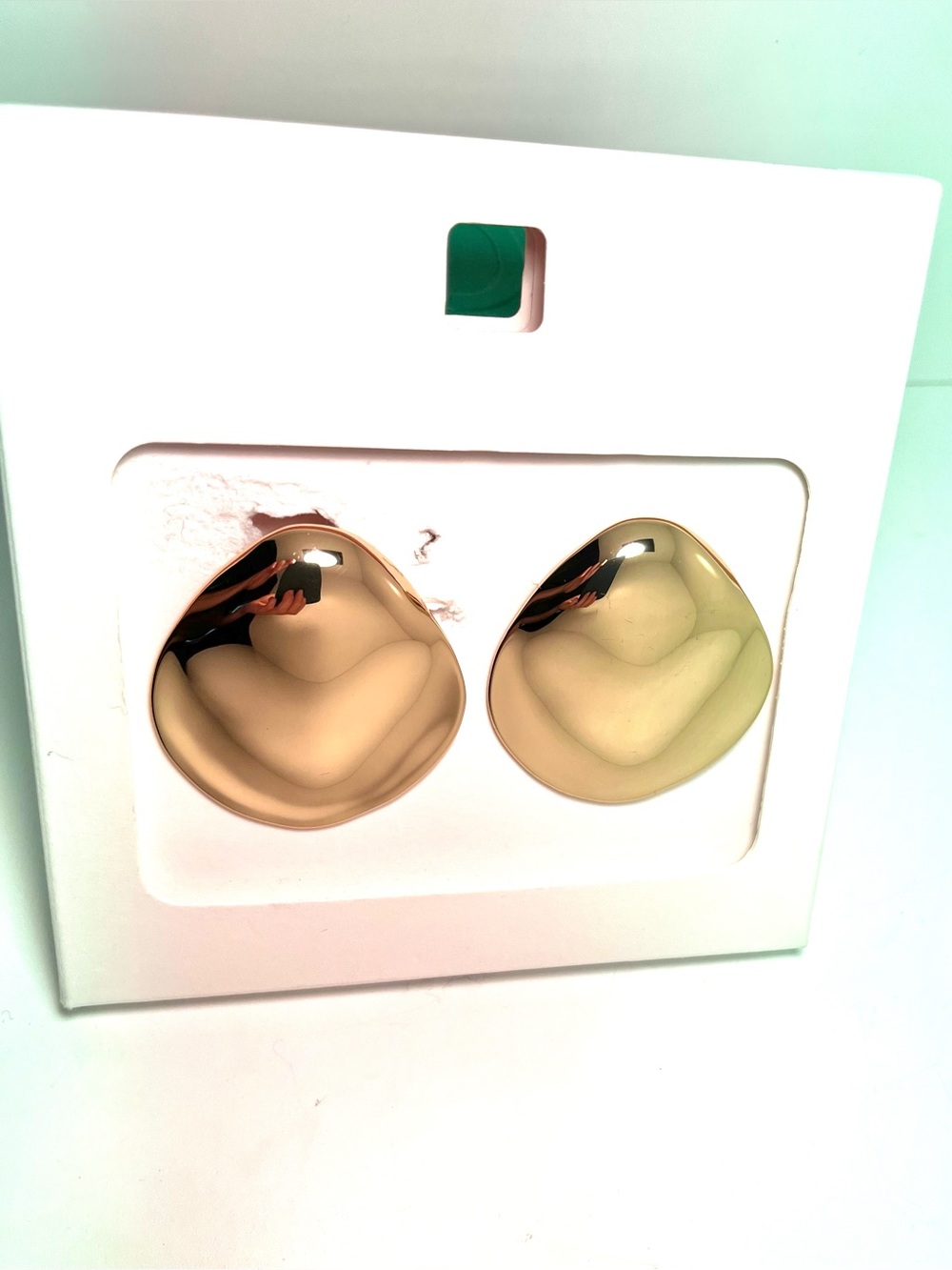 Zara Earrings Metal Sheet Golden Tone Abstract Shaped - Picture 2 of 7